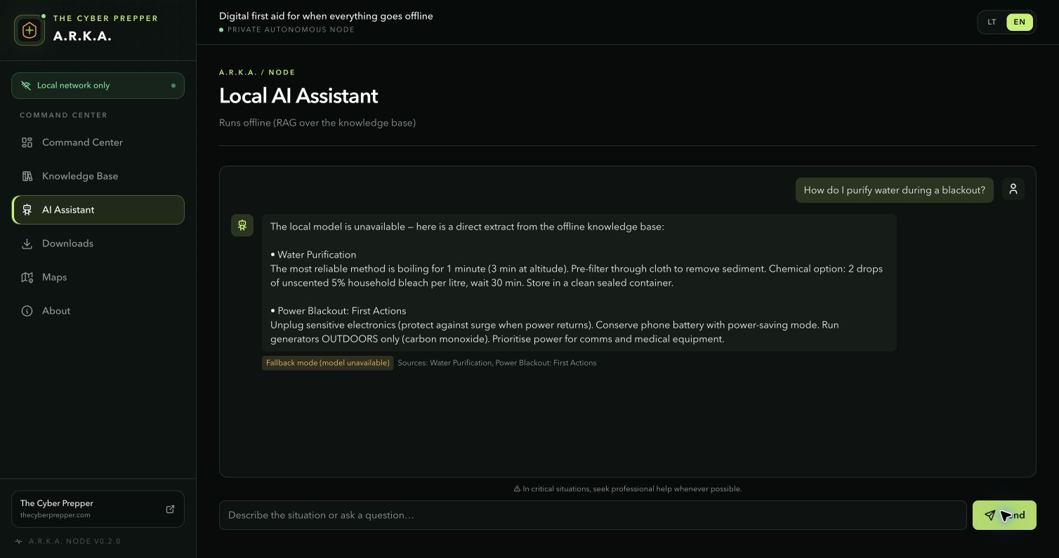 English A.R.K.A. AI assistant fallback answer during Chrome testing